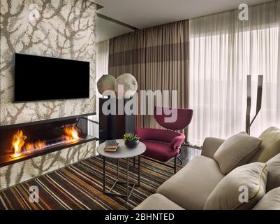 Intérieur de maison de luxe; design intérieur d'appartement à Moscou Banque D'Images