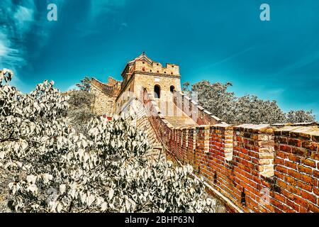 Voir portrait de Grande Muraille de Chine, la section "itianyu'. Banlieue de Beijing. Banque D'Images