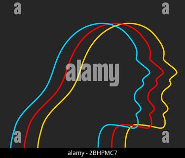 Colère hurlant la personne avec la bouche ouverte, l'illustration de ligne, le symbole de l'agression et du désespoir, le dessin vectoriel graphique Illustration de Vecteur