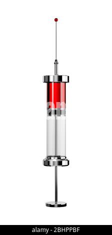 Seringue médicale en verre pour préparations injectables. illustration de rendu 3d isolée Banque D'Images