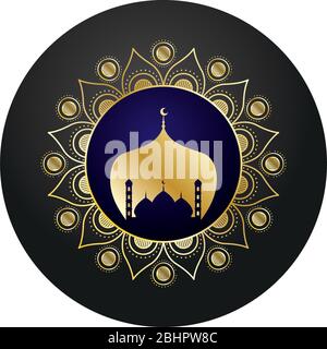 golden mandala et taj mahal ramadan kareem Illustration de Vecteur