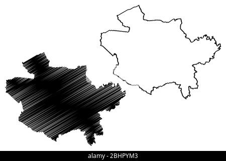 Osnabruck City (République fédérale d'Allemagne, Basse-Saxe) illustration vectorielle de carte, esquisse de gribble carte de la ville d'Osnabruck Illustration de Vecteur