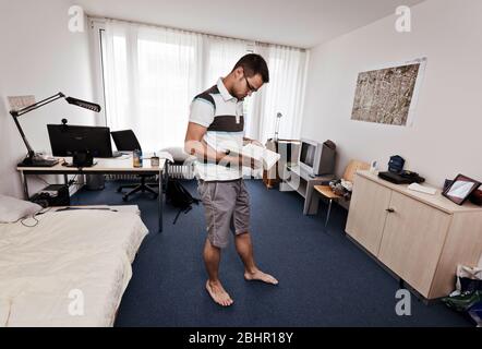 Les invités scientifiques de la Fraunhofer Gesellschaft vivent maintenant dans la chambre du Connollystr. 31 dans le village olympique de Munich, où l'équipe olympique israélienne a été détenue par des terroristes en 1972. Banque D'Images