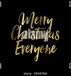 Joyeux noël, tout le monde a écrit des fêtes de noël dans un texte brillant et doré Banque D'Images