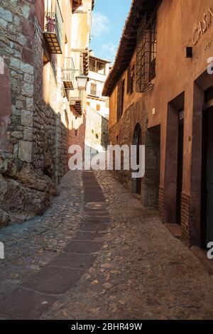 Les rues et ruelles d'Albarracin, Espagne Banque D'Images