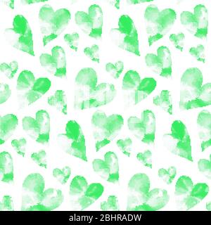 Coeurs verts à base de nombreux points ronds. Motif Saint-Valentin sans couture. Fond en coeur transparent dans des couleurs vert et blanc. Banque D'Images