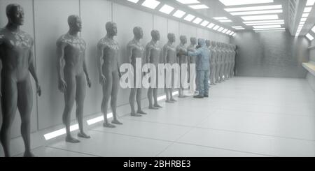 3D render. Silhouettes humanoïdes clonage Banque D'Images