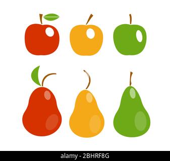jeu de dessins animés de pommes et de poires Illustration de Vecteur