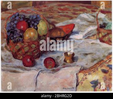 Pierre Bonnard (1867-1947) Nature morte au plat de faïence. Huile sur toile. 1918. Banque D'Images
