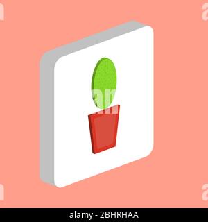 Cactus Flowerpot icône vectoriel simple. Modèle de conception de symbole d'illustration pour l'élément d'interface utilisateur Web mobile. Pictogramme isométrique couleur parfaite sur la squa blanche en relief Illustration de Vecteur