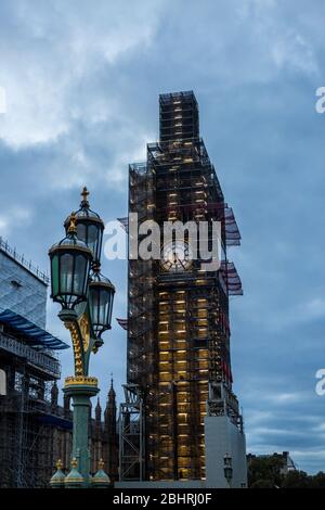 Vue de Big Ben Under Construction, Londres, Royaume-Uni Banque D'Images