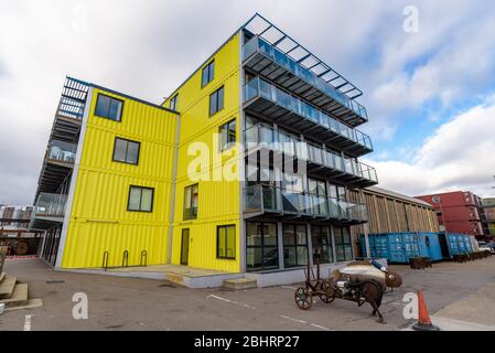 Londres, Angleterre. Bâtiment Urban Space Management Ltd à Trinity Buoy Wharf, Leamouth. Banque D'Images