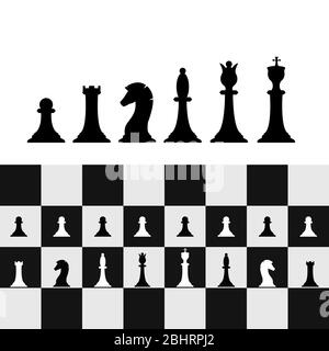 Jeu de pièces d'échecs sur chessboard. Stratégie et tactique des échecs. Illustration vectorielle Illustration de Vecteur