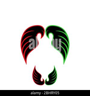 Logo double oiseau, modèle de logo graphique des ailes abstraites, isolé sur fond blanc. Illustration de Vecteur