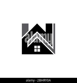 Logo de la construction créative, maison, immobilier, architecture, icône de vecteur à la maison, isolé sur fond blanc. Illustration de Vecteur