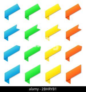 Jeu de bannières en papier vectoriel. Rubans colorés isolés. Éléments de la conception infographie. Éléments d'infographie. Illustration de Vecteur
