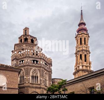 Cimborrio de la Catedral del Salvador. Saragosse. Aragón. España Banque D'Images