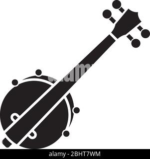 Icône de glyphe noir banjo Illustration de Vecteur