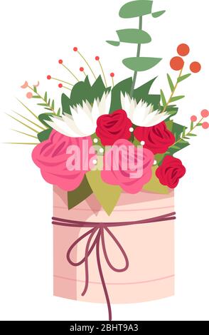 Bouquet de fleurs dans vase semi-plat RVB illustration vectorielle de couleur Illustration de Vecteur