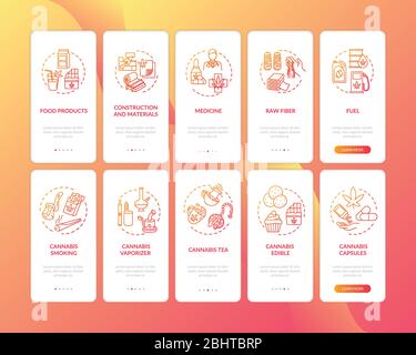 Écran de page d'application mobile d'intégration de produits chanvre avec ensemble de concepts Illustration de Vecteur