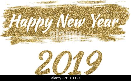 Illustration vectorielle or pinceau course Happy nouvel an 2019 Illustration de Vecteur