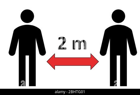 Image simple qui symbolise la mesure de la distance physique pour empêcher la contagion du covid-19 pendant la pandémie de coronavirus de 2020 (2 mètres). Banque D'Images