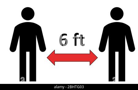 Image simple qui symbolise la mesure de la distance physique pour empêcher la contagion du covid-19 pendant la pandémie de coronavirus de 2020 (6 pieds). Banque D'Images