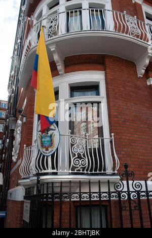 1890 Architecture Brick Rouge Équateur Ambassade Julian Assange Wikileaks Red Brick 3 Hans Crescent, Knightsbridge, Londres SW1X Banque D'Images