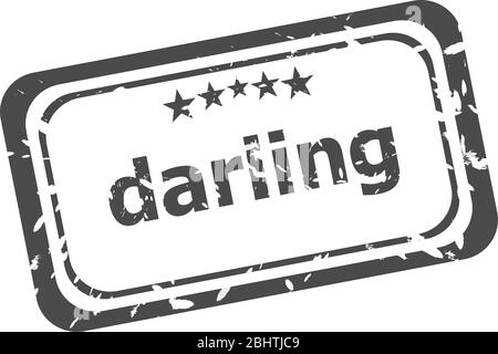 Mot darling sur vieux timbres en caoutchouc d'affaires Banque D'Images