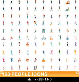 100 personnes icons set. Cartoon illustration de 100 personnes icônes vector set isolé sur fond blanc Illustration de Vecteur