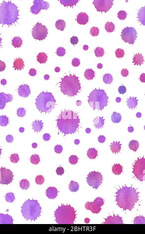 Couleurs violettes isolées taches de peinture aquarelle. Modèle coloré pour le design. Collection de touches magenta peintes à la main Banque D'Images