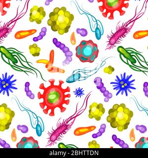 Bactérie virus micro-organisme soins de santé médicaux modèle coloré Illustration de Vecteur