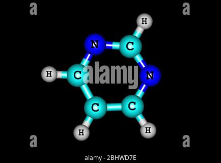 La pyrimidine est un composé organique hétérocyclique aromatique semblable à la pyridine. L'un des trois magazines, il a les nitrogènes aux positions 1 et 3 in t Banque D'Images