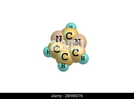 La pyrimidine est un composé organique hétérocyclique aromatique semblable à la pyridine. L'un des trois magazines, il a les nitrogènes aux positions 1 et 3 in t Banque D'Images