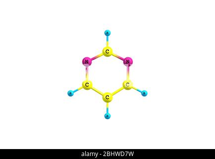 La pyrimidine est un composé organique hétérocyclique aromatique semblable à la pyridine. L'un des trois magazines, il a les nitrogènes aux positions 1 et 3 in t Banque D'Images