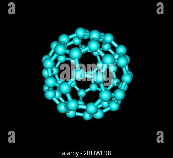 Modèle moléculaire fullerène C60 sur fond noir Banque D'Images