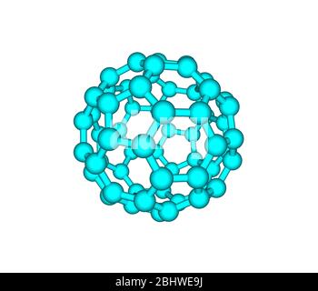 Modèle moléculaire fullerène C60 sur fond blanc Banque D'Images
