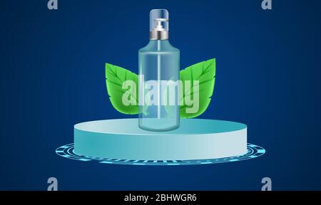 illustration de la bouteille de solution désinfectante sur fond abstrait Illustration de Vecteur