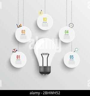 Infographies abstraites modèle d'options cinq. Concepts pour la grande idée, le marketing, le brainstorming, l'entreprise, l'analyse, la stratégie de l'entreprise, la gestion de projet. Illustration de Vecteur