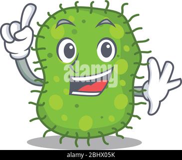 Motif de caractère Escherichia mascot avec un seul geste du doigt Illustration de Vecteur