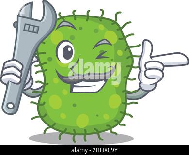 Une photo du concept de conception de mascotte mécanique d'escherichia Illustration de Vecteur