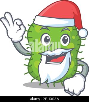 Le personnage de la bande dessinée d'Escherichia Santa avec le joli doigt ok Illustration de Vecteur