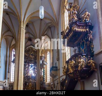 Pöllauberg: Église de pèlerinage Maria Pöllauberg à l'intérieur, pulpit, à Steirisches Thermenland - Oststeiermark, Steiermark, Styrie, Autriche Banque D'Images