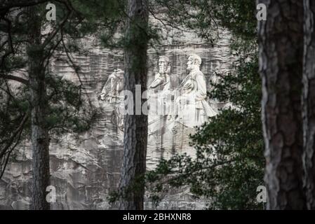 Confederate Memorial Carving au Stone Mountain Park à Atlanta, Géorgie. (ÉTATS-UNIS) Banque D'Images