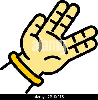 Icône de signe main hiphop. Contour hiphop signe main icône vecteur pour la conception de Web isolé sur fond blanc Illustration de Vecteur