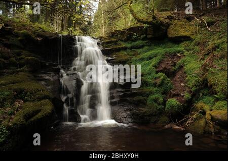 Chute d'eau avant-dernière sur le Nant Bwrefwr. Banque D'Images