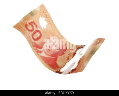 50 dollars canadiens, isolés sur blanc Banque D'Images