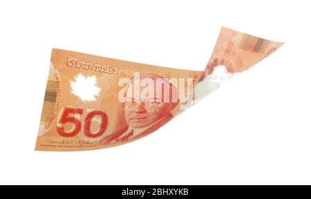 50 dollars canadiens, isolés sur blanc Banque D'Images