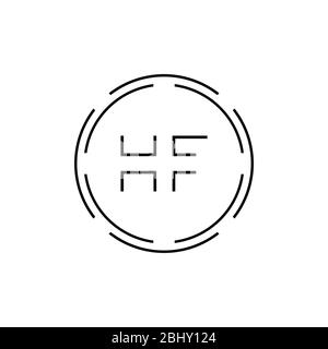 Modèle vectoriel de conception de logo HF. Illustration vectorielle HF lettre circulaire initiale Illustration de Vecteur
