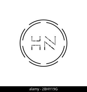 Modèle vectoriel de conception de logo HN. Illustration vectorielle HN lettre de cercle initiale Illustration de Vecteur